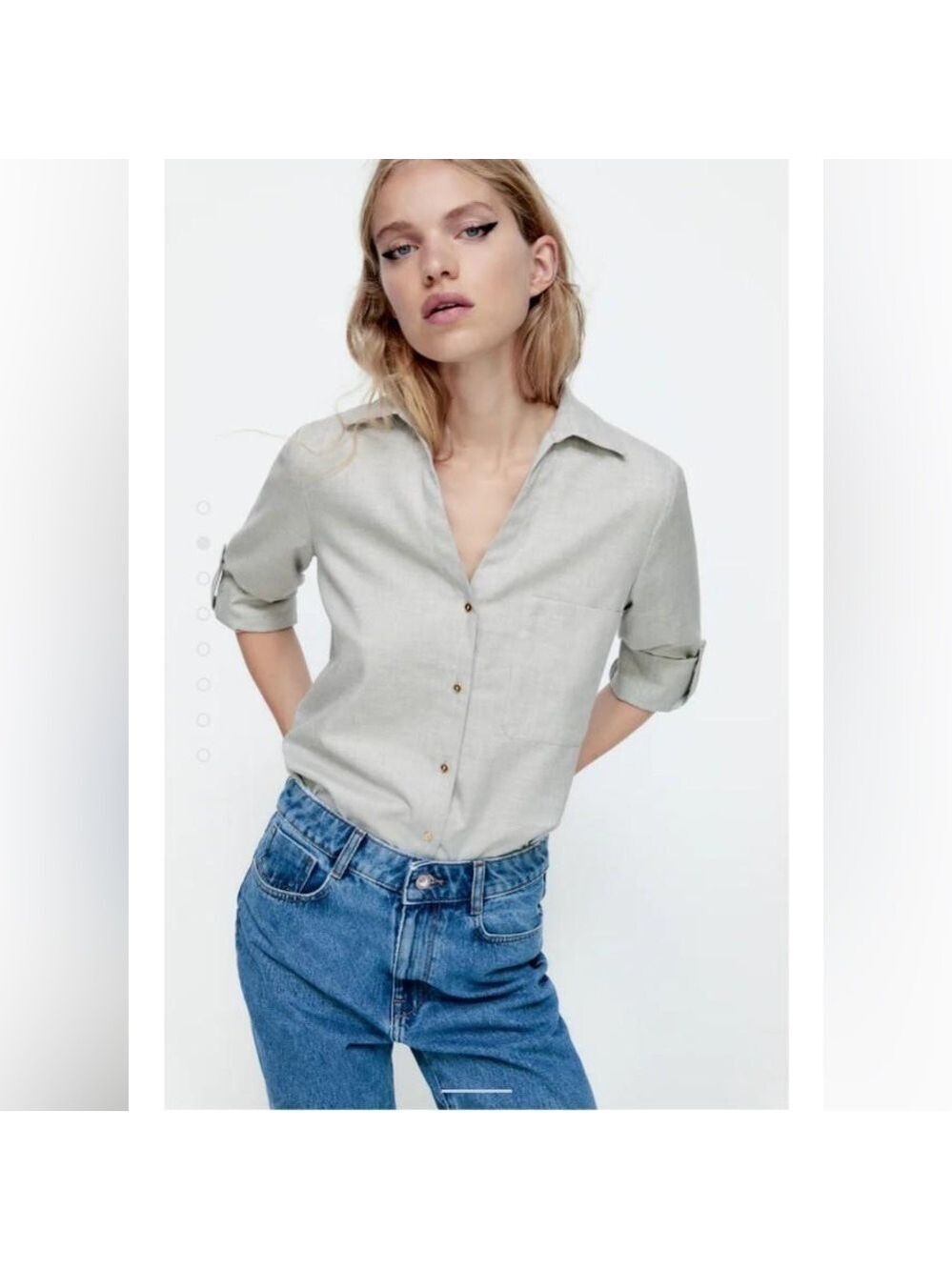 Zara Women’s GOLD-TONED BUTTON SHIRT. Size S